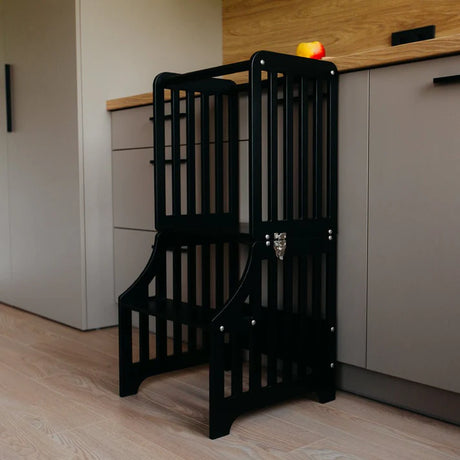 Foldable kitchen tower, Black (Striped Collection)