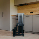 Foldable kitchen tower with slide, Black (Striped Collection)