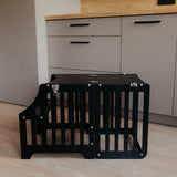 Foldable kitchen tower with slide, Black (Striped Collection)