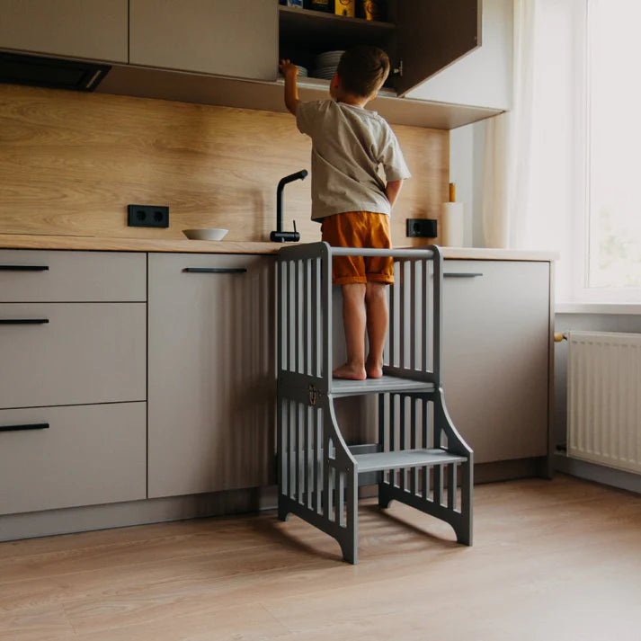 Foldable kitchen tower, Grey (Striped Collection)