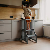 Foldable kitchen tower, Grey (Striped Collection)
