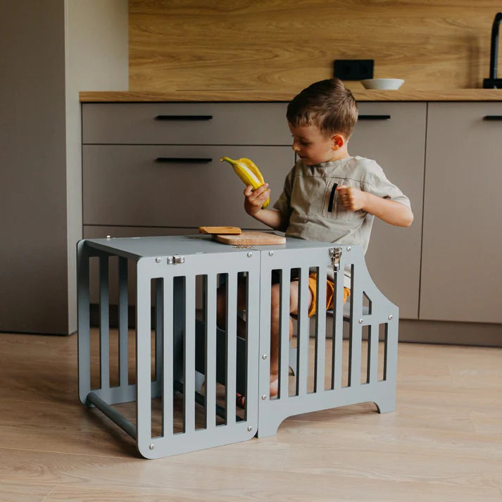 Foldable kitchen tower, Grey (Striped Collection)