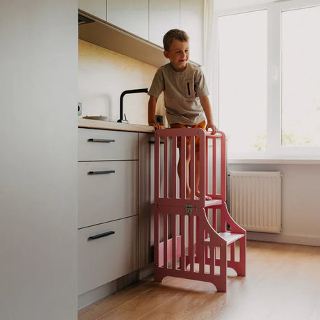 Foldable kitchen tower, Pink (Striped Collection)