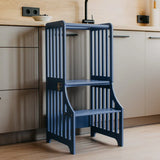 Foldable kitchen tower with slide, Blue (Striped Collection)