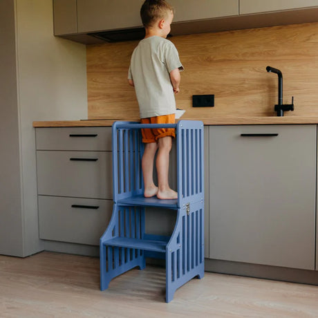 Foldable kitchen tower, Blue (Striped Collection)