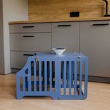 Foldable kitchen tower with slide, Blue (Striped Collection)