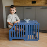 Foldable kitchen tower with slide, Blue (Striped Collection)