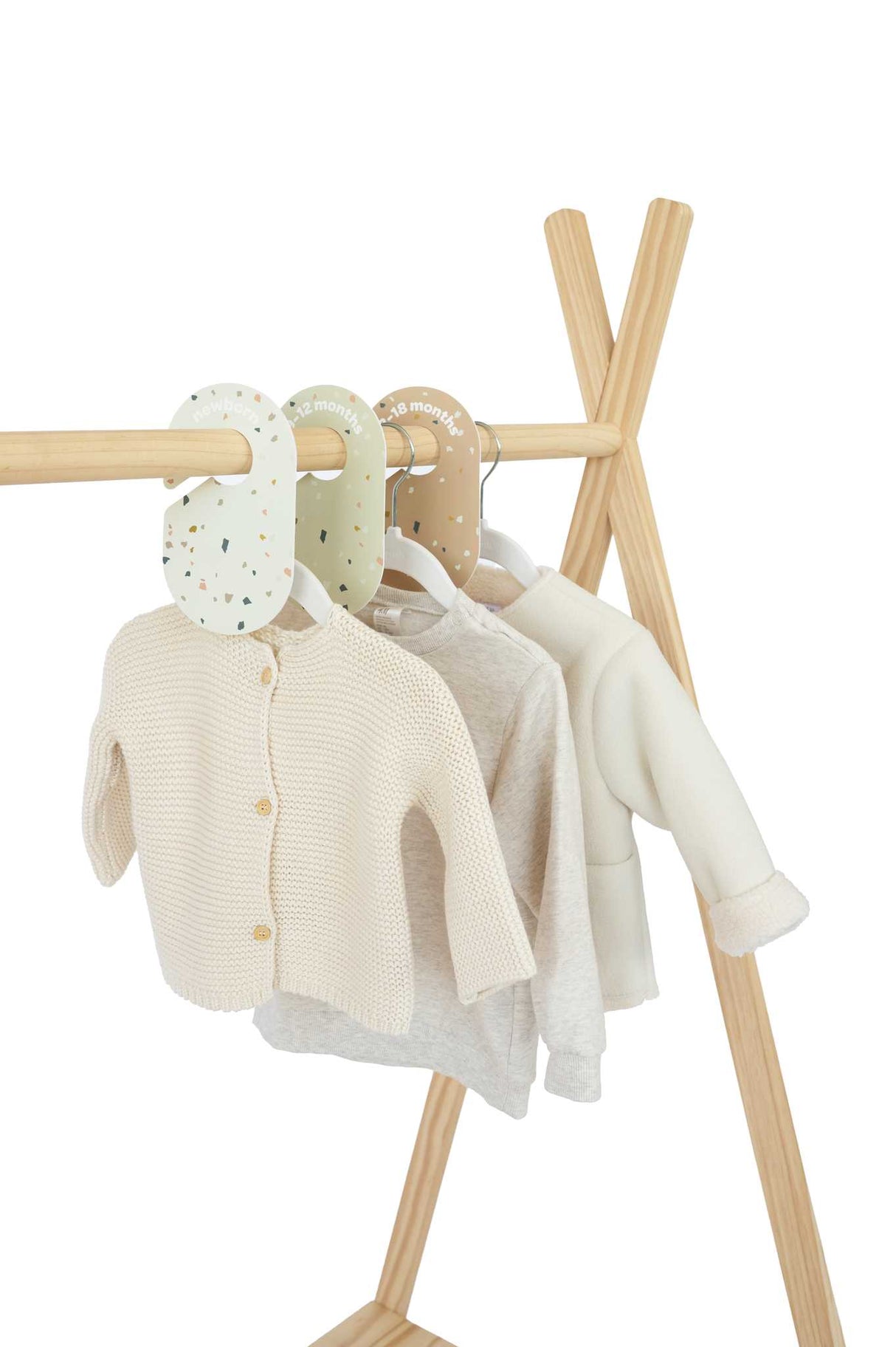 Set 15-pack Velourgalgar + 8-pack Garderobsavdelare, Cream/Terrazzo