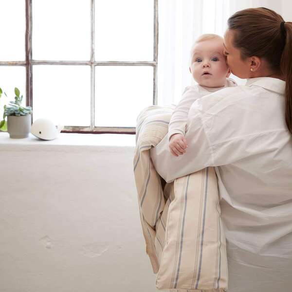 Baby bäddset GOTS | Balance stripe blue mix 70x100 cm (FÖRBESTÄLLNING)