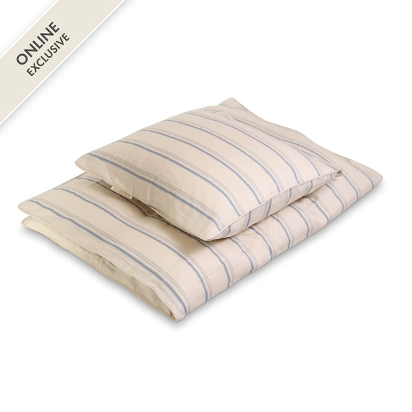 Baby bäddset GOTS | Balance stripe blue mix 100x140 cm (FÖRBESTÄLLNING)