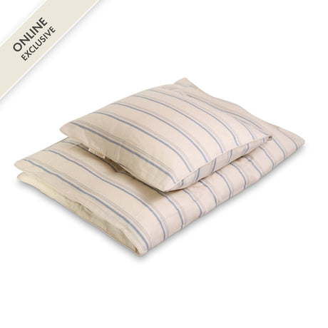 Baby bäddset GOTS | Balance stripe blue mix 100x140 cm (FÖRBESTÄLLNING)