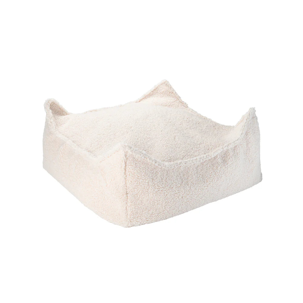 Square Ottoman, Cream White