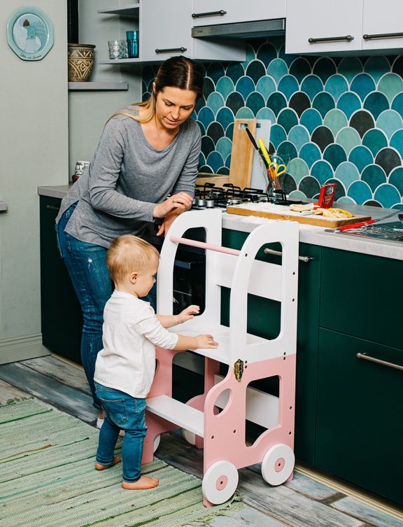 Hjälpa Till Pall Bil, White/Pink