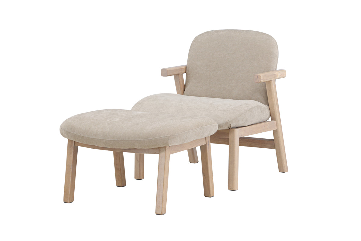 RILE Fåtölj + Ottoman, beige