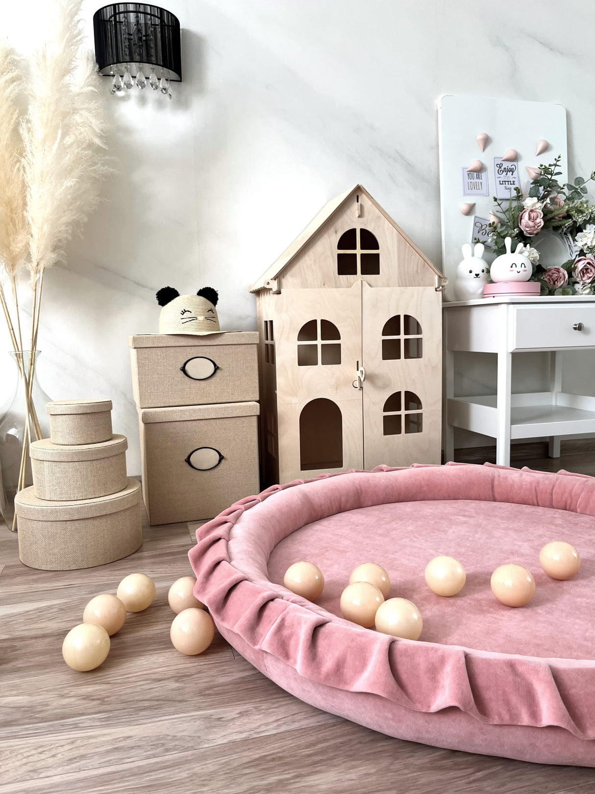 Junior Nest velvet, Rosa
