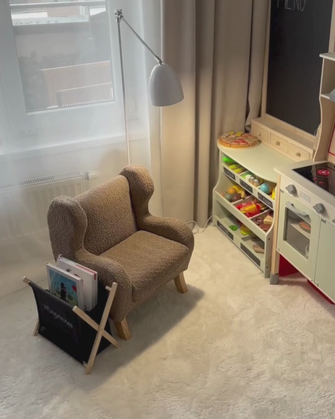 Barnfåtölj FARUM Bouclé, Brun