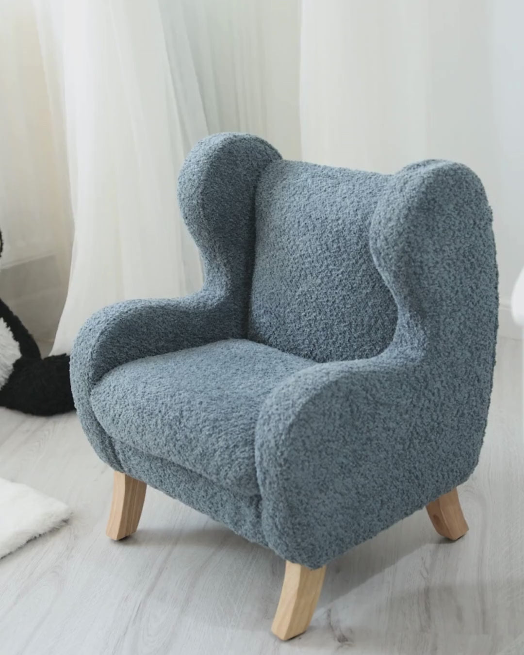 Barnfåtölj FARUM Bouclé, Mörkblå