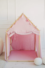 Trähus Classic med rullgardin, Rosa