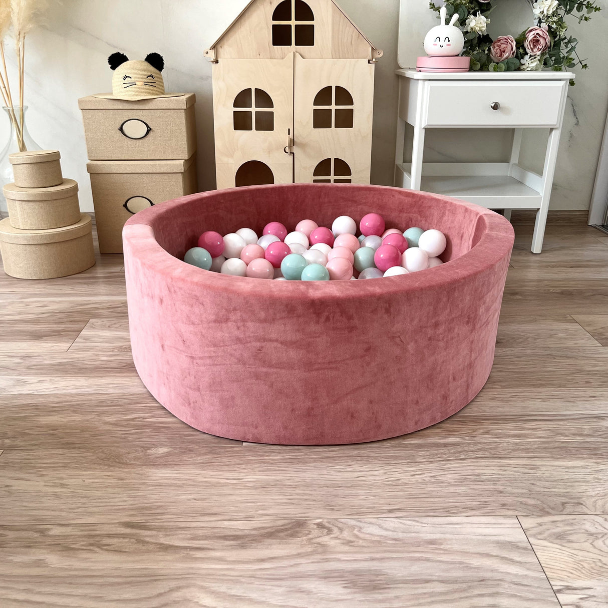 Bollhav Sammet 30x90cm, Dirty Pink (Flera olika färgval på bollarna)