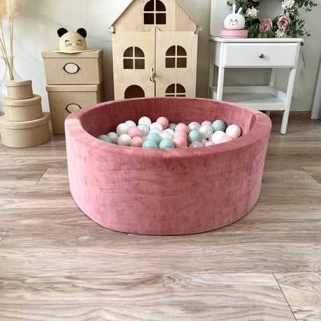 Bollhav Sammet 40x90cm, Dirty Pink (Flera olika färgval på bollarna)