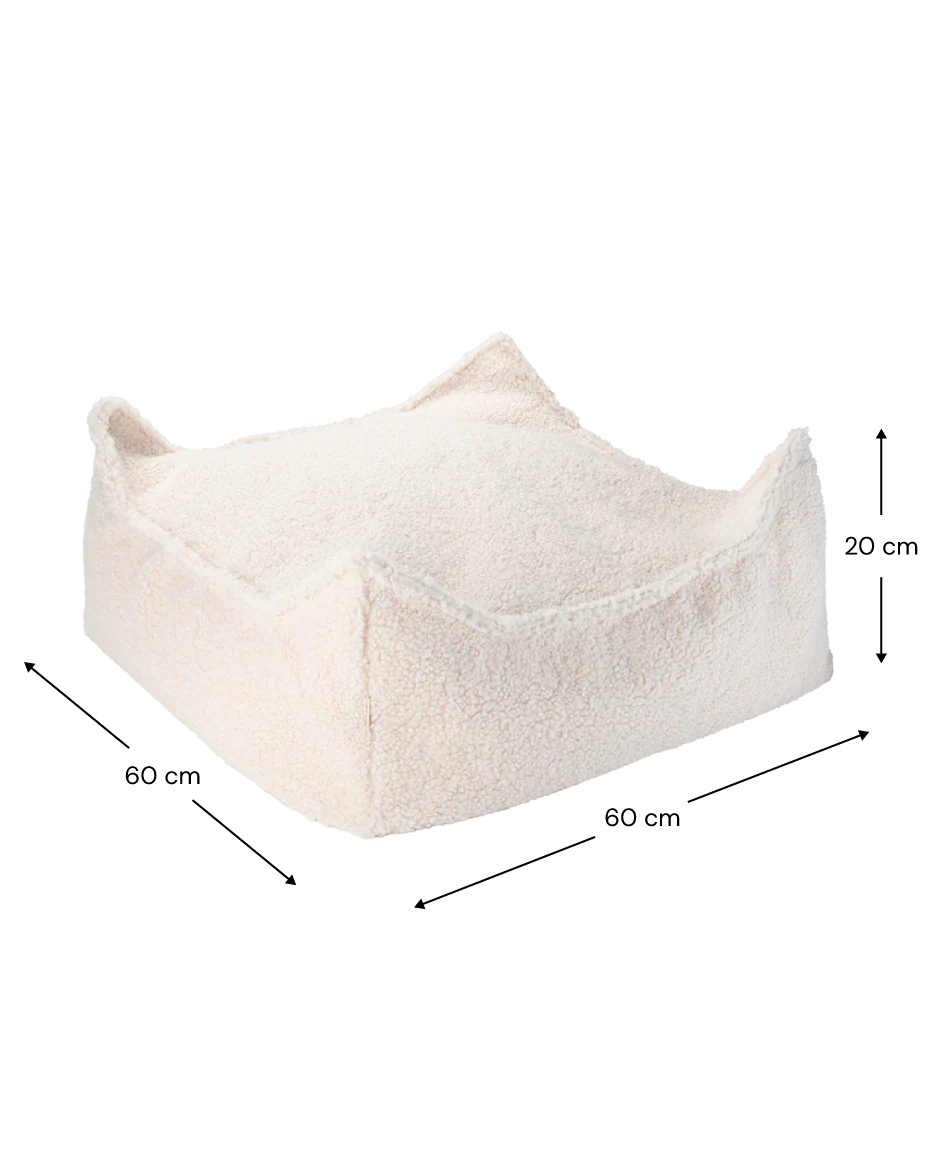 Square Ottoman, Cream White