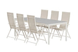 LEVANZO & LINO | Positionsstolar + Rektangulära Matbord 220 x 100 | Beige