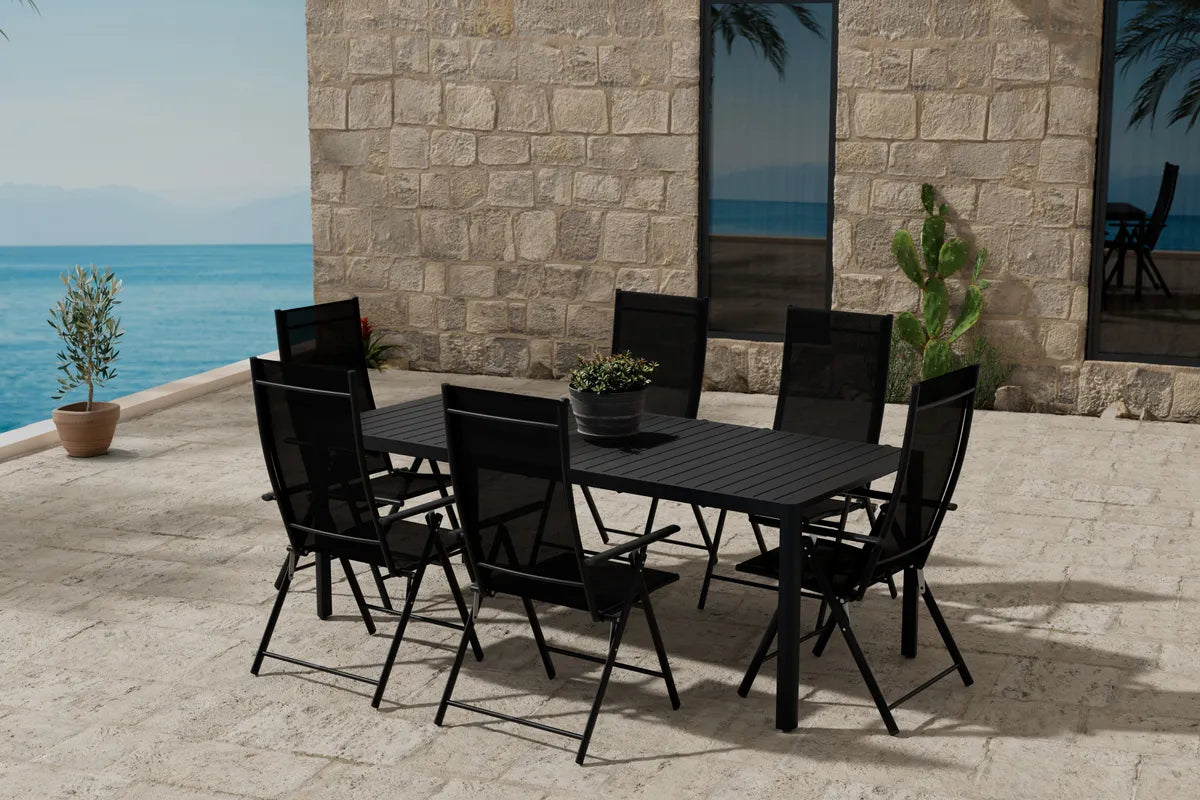 GIARDINI & LEVANZO | Positionsstolar + Rektangulära Matbord 200 x 90 | Svart
