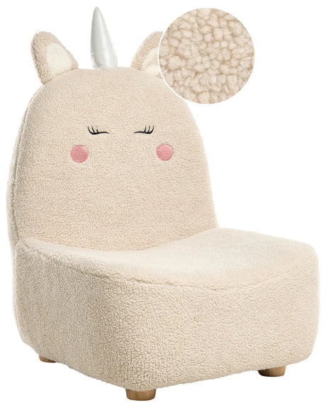 Barnfåtölj Enhörning LULEA Bouclé, Ljusbeige