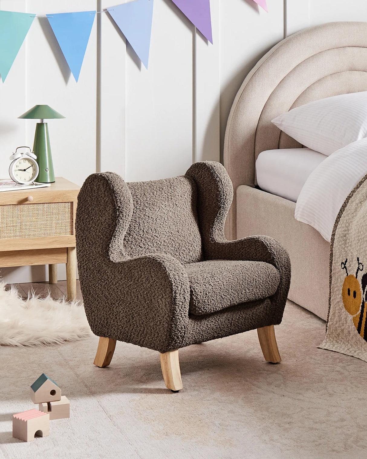 Barnfåtölj FARUM Bouclé, Brun