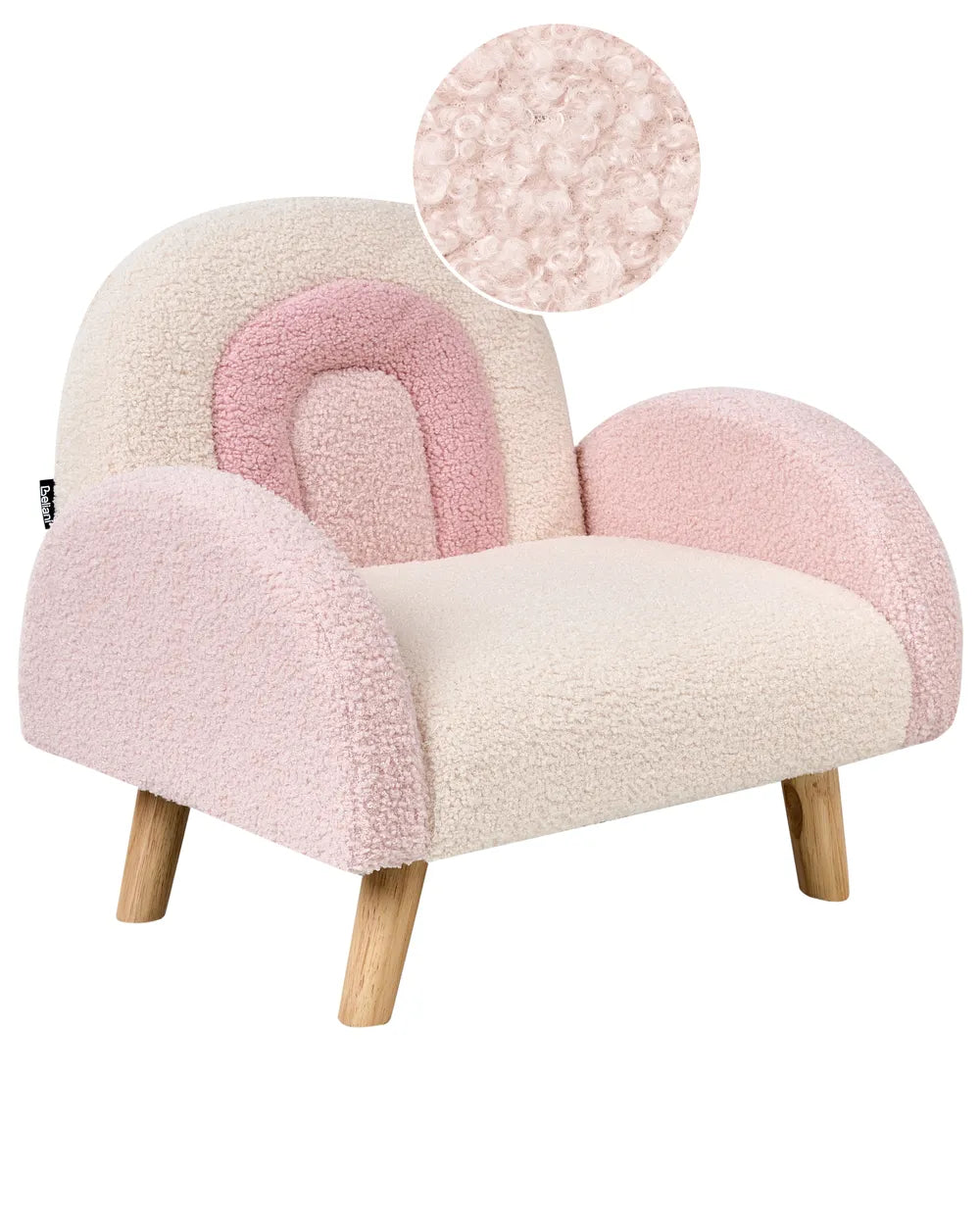 Barnfåtölj Regnbåge OMBO Bouclé, Pastellrosa
