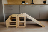 Foldable kitchen tower with slide, Natural