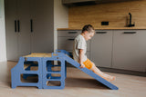 Foldable kitchen tower with slide, Blue