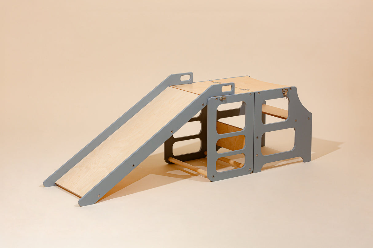 Foldable kitchen tower with slide, Grey