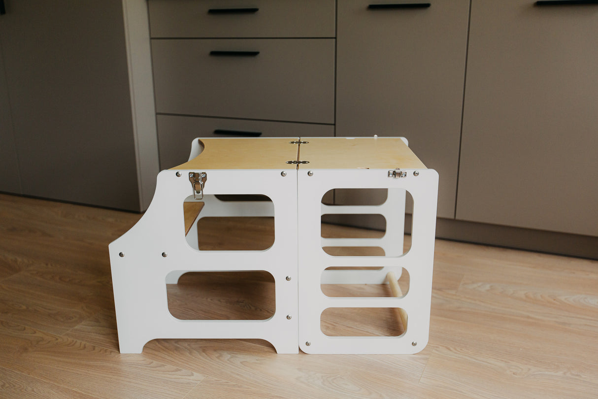 Foldable kitchen tower, White