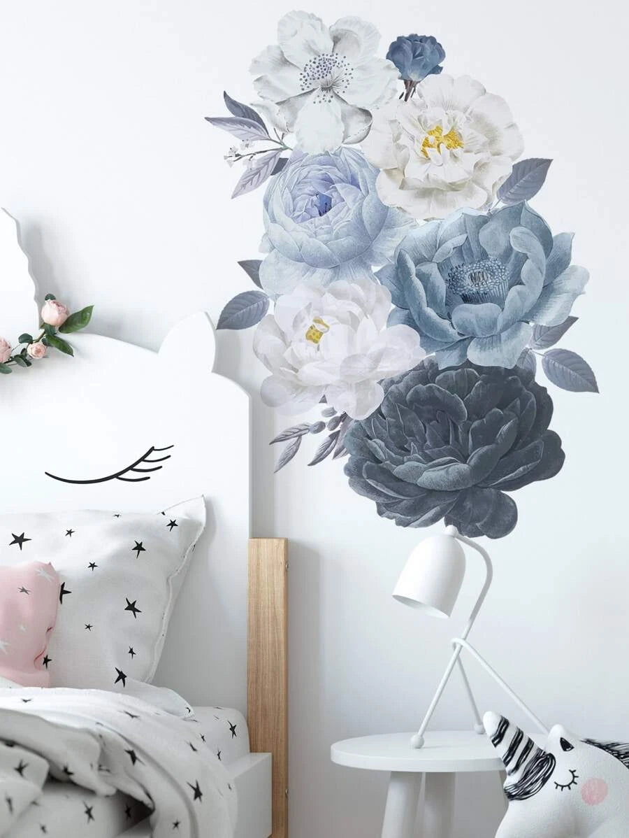 Väggdekal, Blå blommor