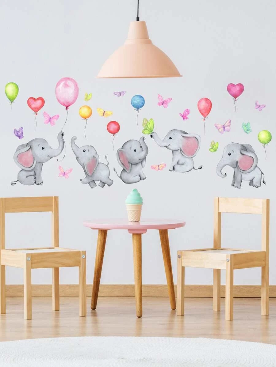 Väggdekal, Elefanter med ballonger