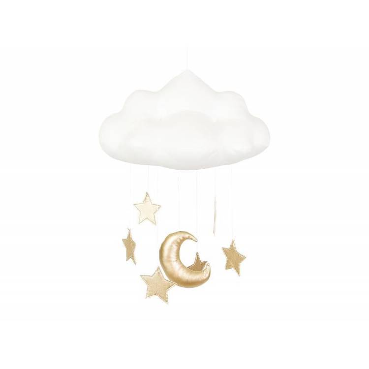 Sängmobil, Vitt moln med stjärnor - Cotton & Sweets