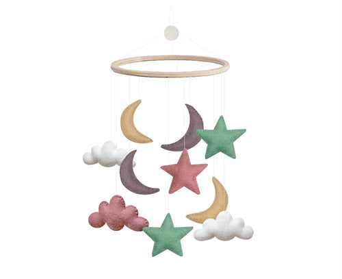 Handsydd mobil med stjärnor och månar, Pastell - Gamcha