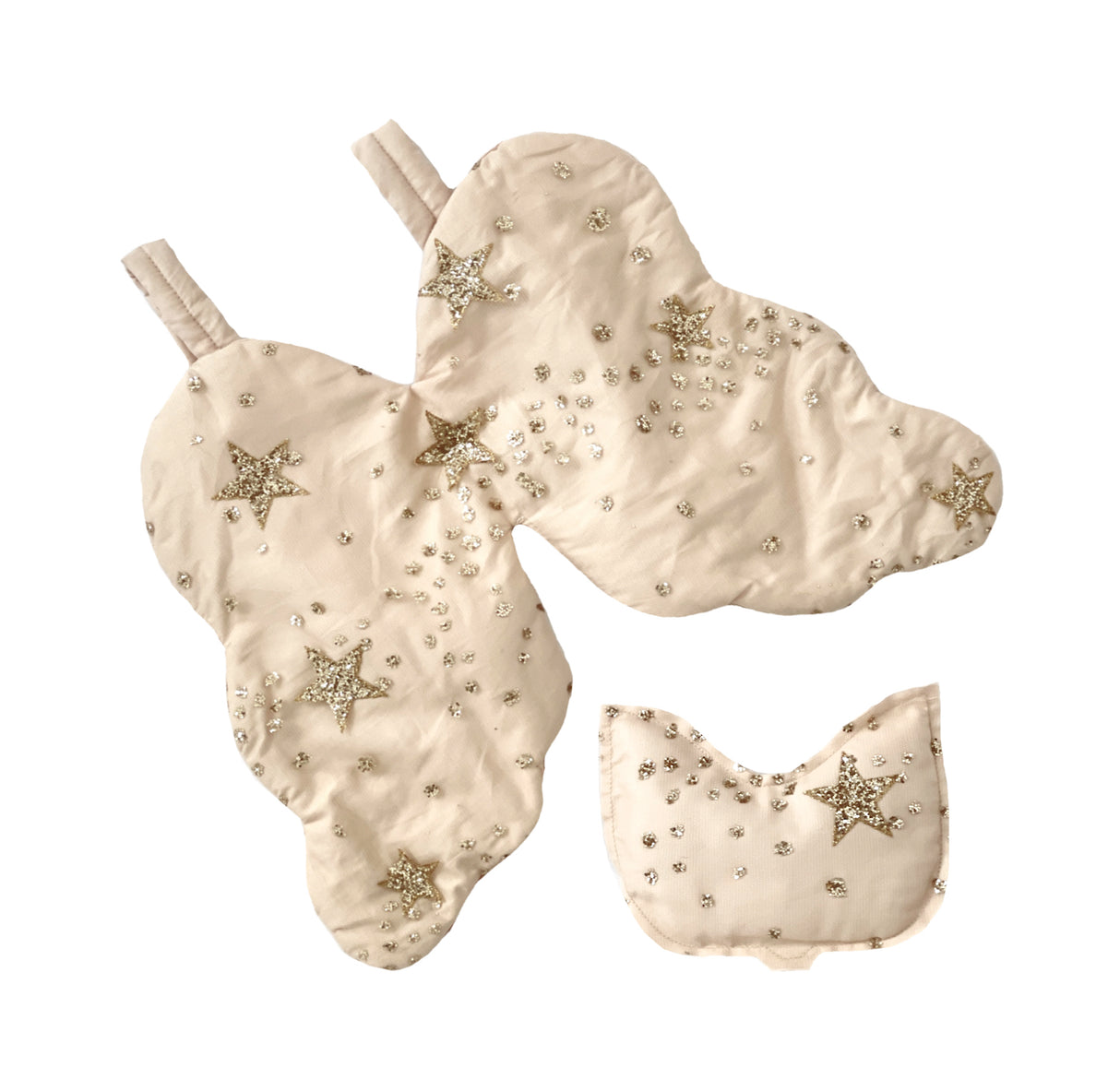 Glitter Stars Kitty Angel Wings & Eyemask Set, Honey Gold