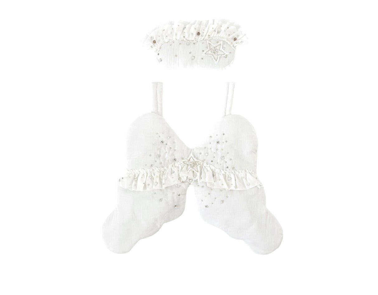 Little Vintage Angel Wings & Eyemask, Off White - Bonne Mére