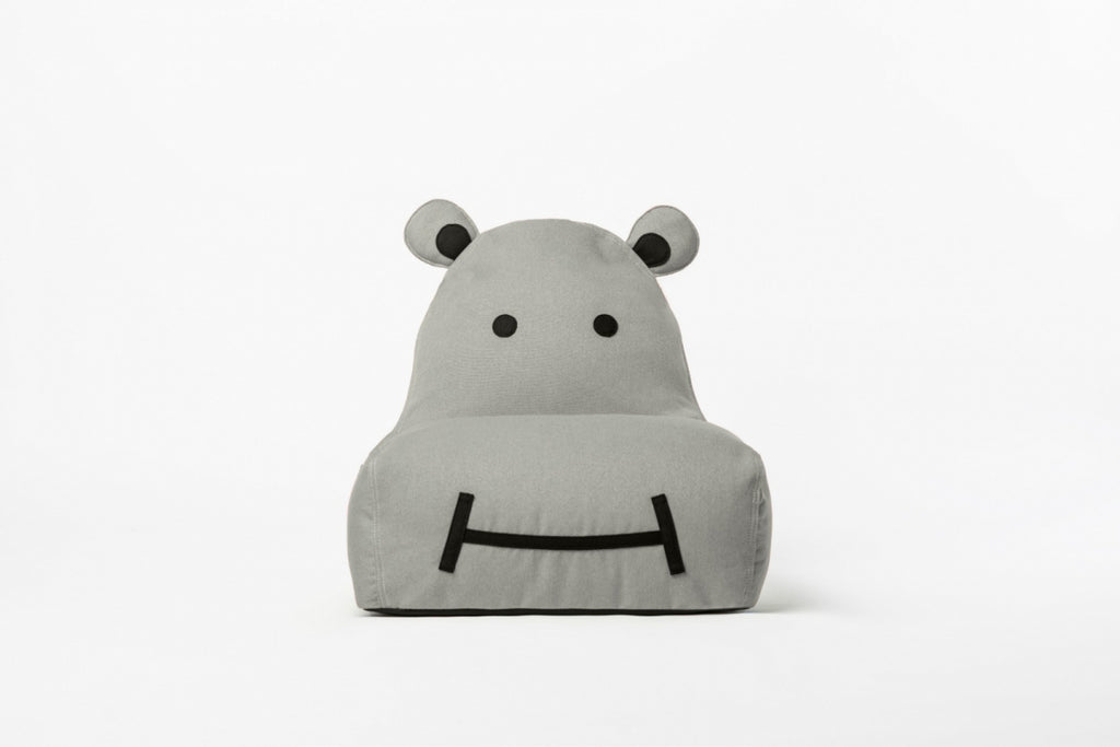 Hippo Bean bag, grey - The Brooklyn Kids