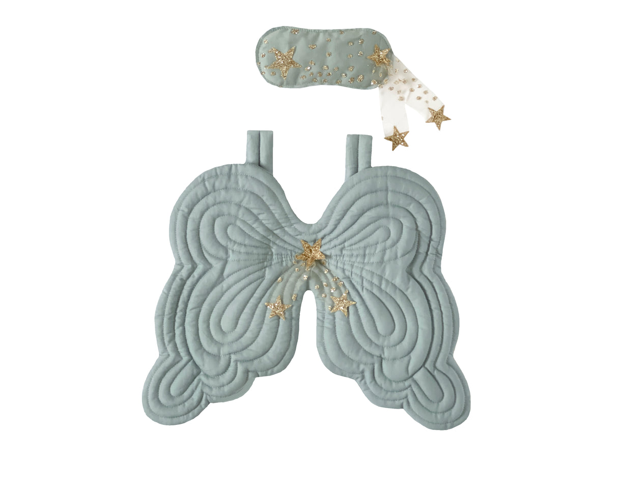 Starry Night Angel Wings & Eyemask Set, Duckegg - Bonne Mére