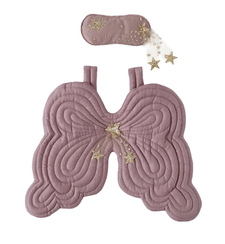 Starry Night Angel Wings & Eyemask Set, Mulberry - Bonne Mére