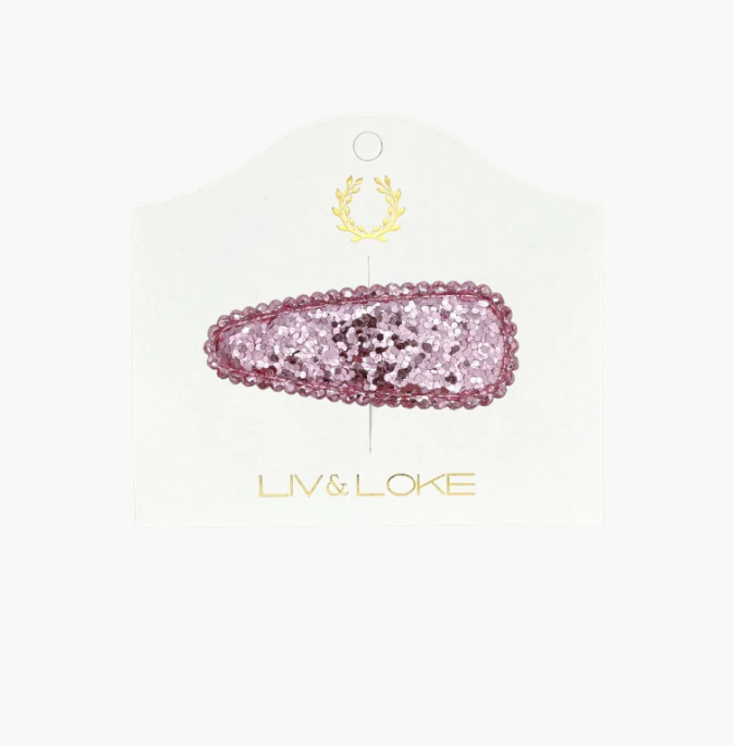 Ilse Fabric Hair Clip, Pink Glitter - Liv & Loke