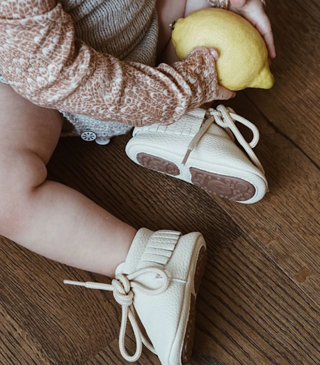 Little Camper Mocs, Beige - BabyMocs