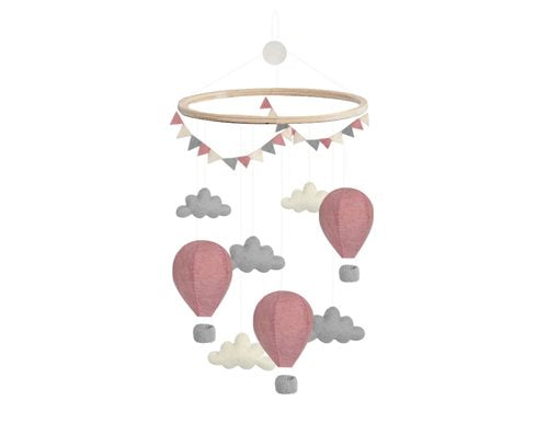 Handsydd mobil Luftballonger med vimpel, Rosa - Gamcha
