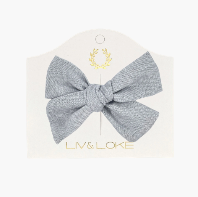 Ester Linen Bow, Ice Blue