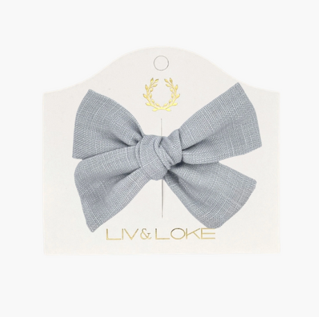 Ester Linen Bow, Ice Blue