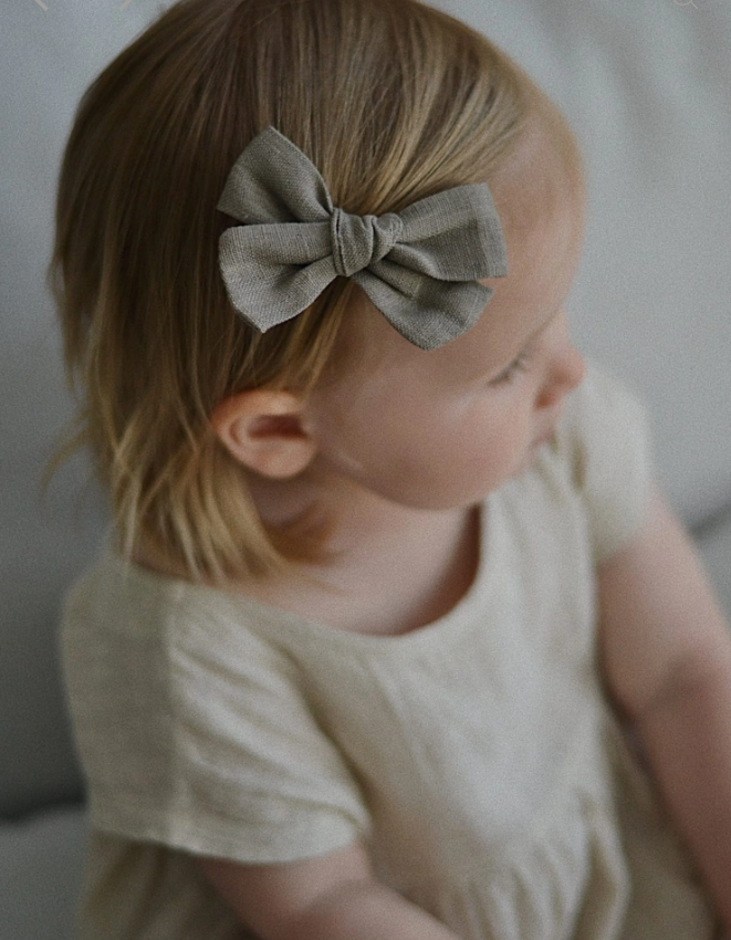 Ester Linen Bow, Moss