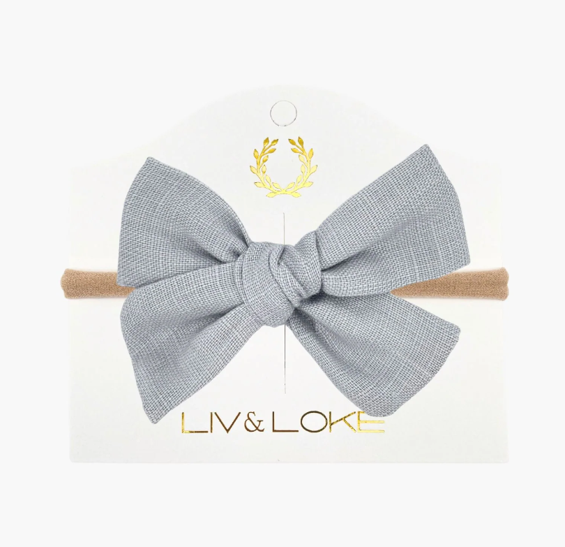 Ester Linen Bow hairband, Ice - Liv & Loke